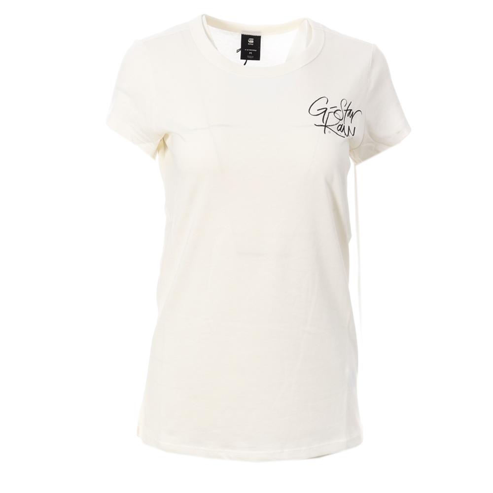 T-shirt Beige Femme G-Star RAW Handwritten pas cher