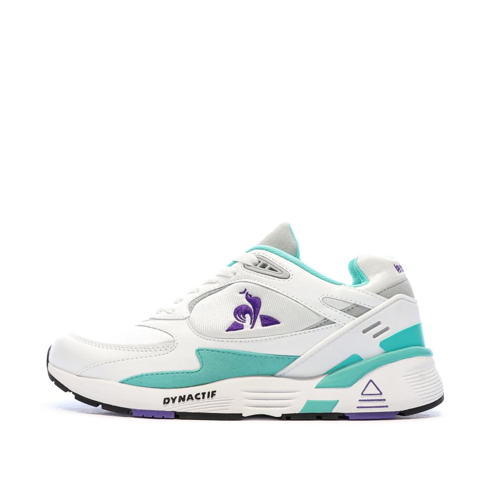 Baskets Blanche/Verte/Violet Homme Le Coq Sportif Lcs R1100 Nineties pas cher