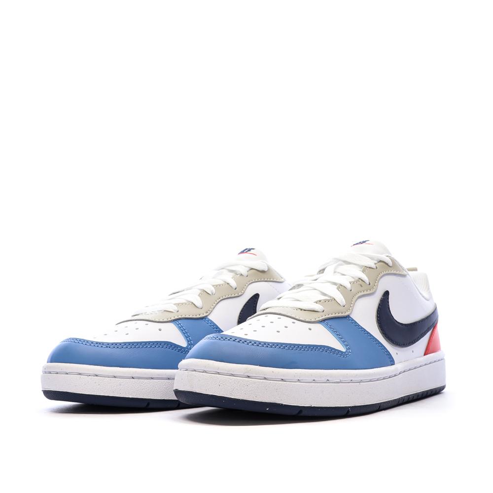 Baskets Blanches/Noires/Bleu Garçon Nike Court Borough vue 6