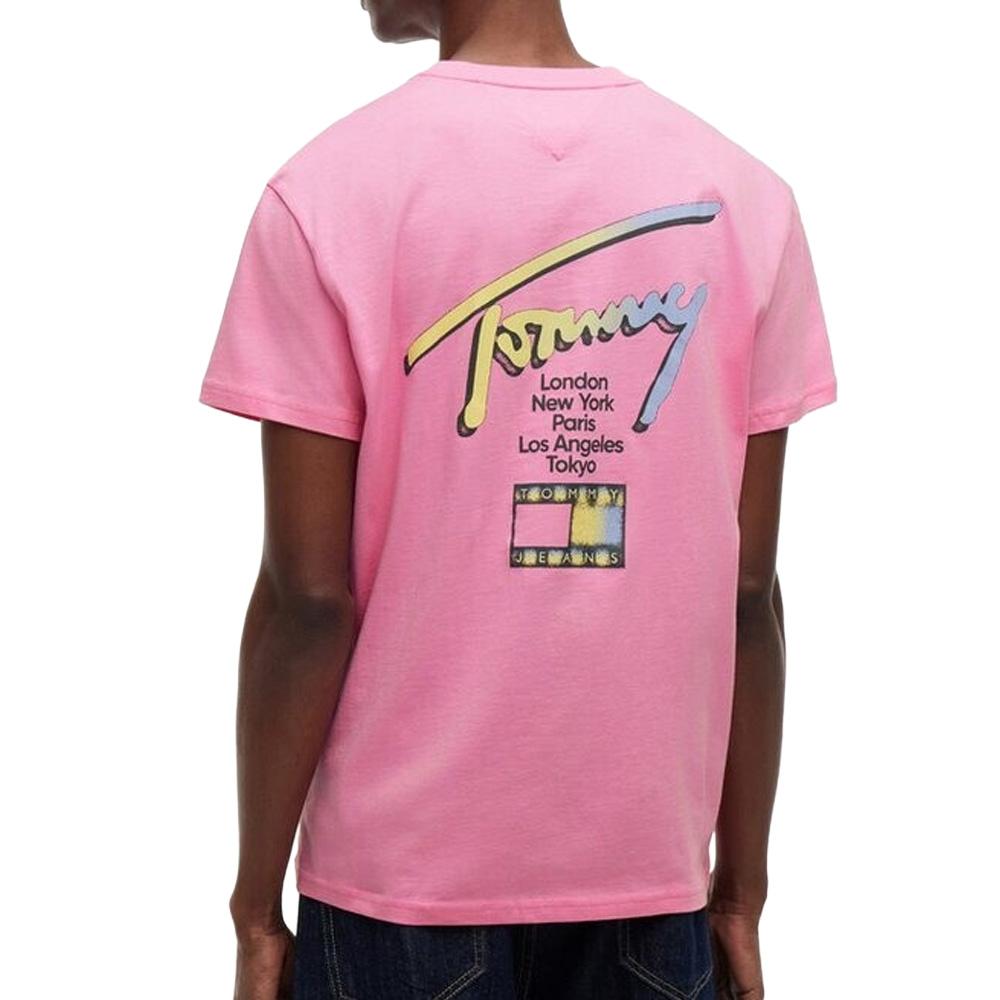 T-Shirt Rose Homme Tommy Hilfiger City Sign vue 2