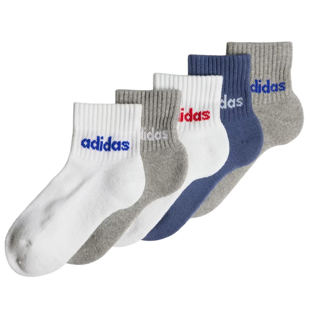 5 pares de calcetines blancos/grises unisex Adidas Kids Linear barato