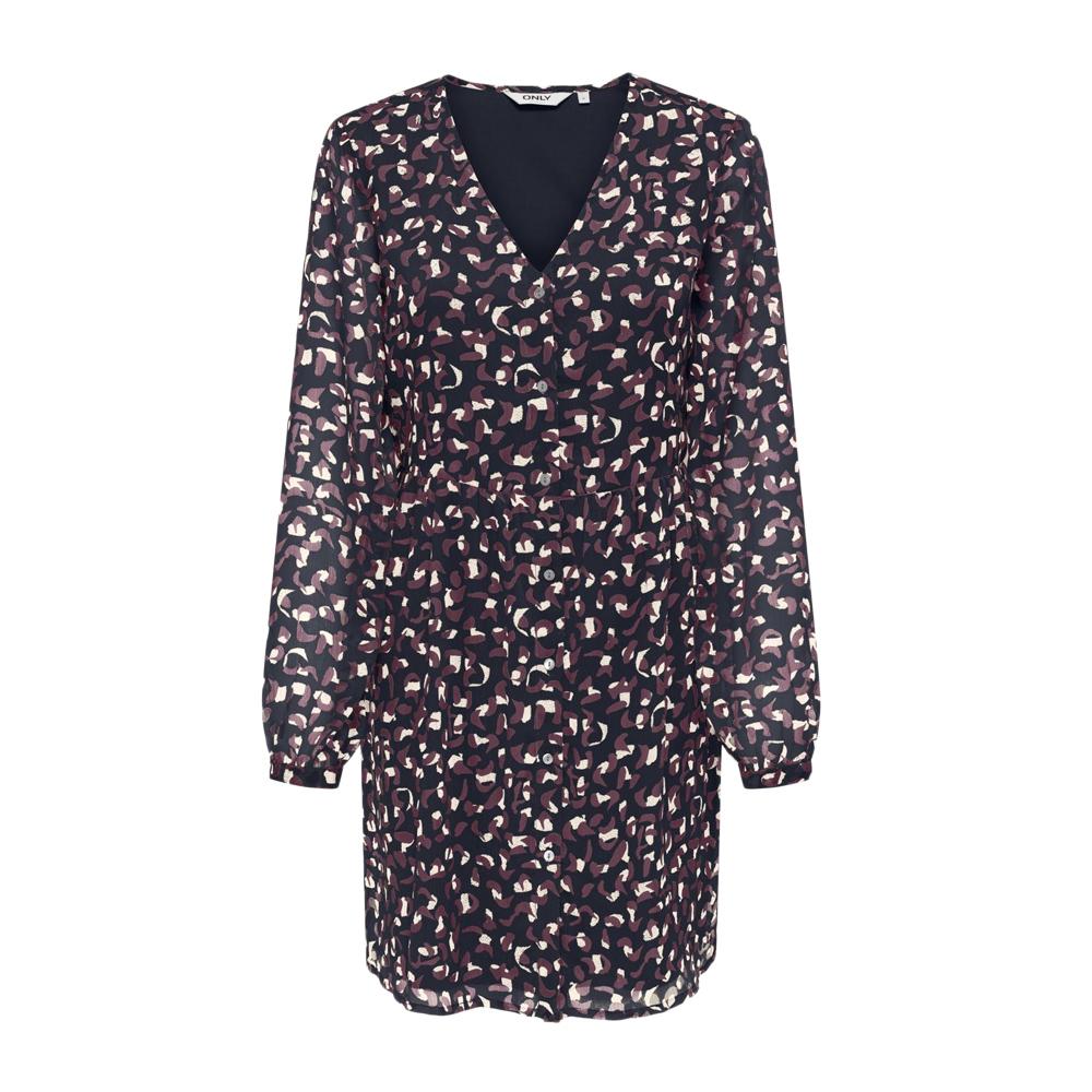 Robe Marine/Bordeaux Femme Only Button pas cher