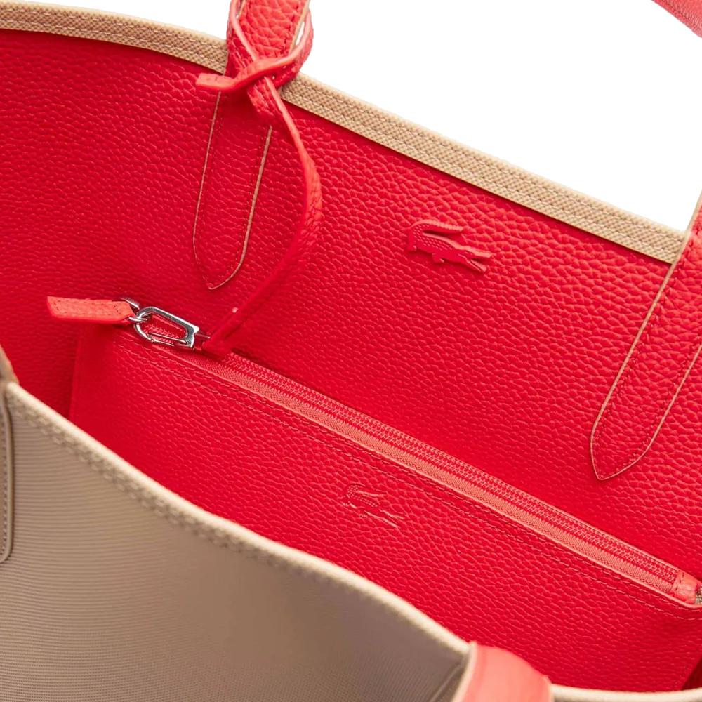 Sac Cabas Réversible Beige/Rouge Femme Lacoste Anna vue 3
