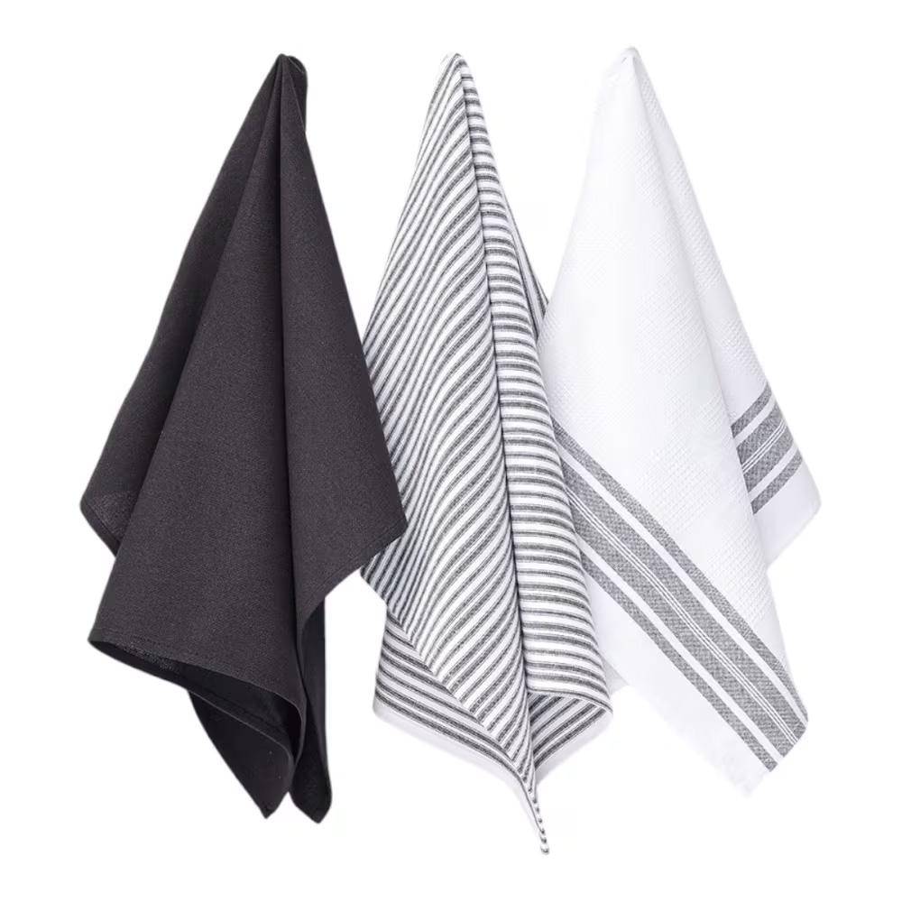 Lot De 3 Torchons Imprimé Noir Today Essential pas cher