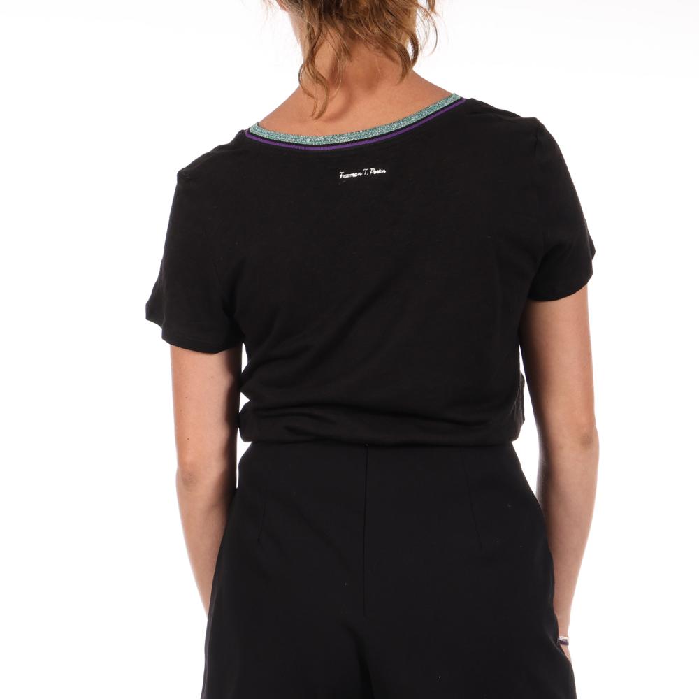 Camiseta negra de mujer FREEMAN PORTER Tonia Linen ver 2