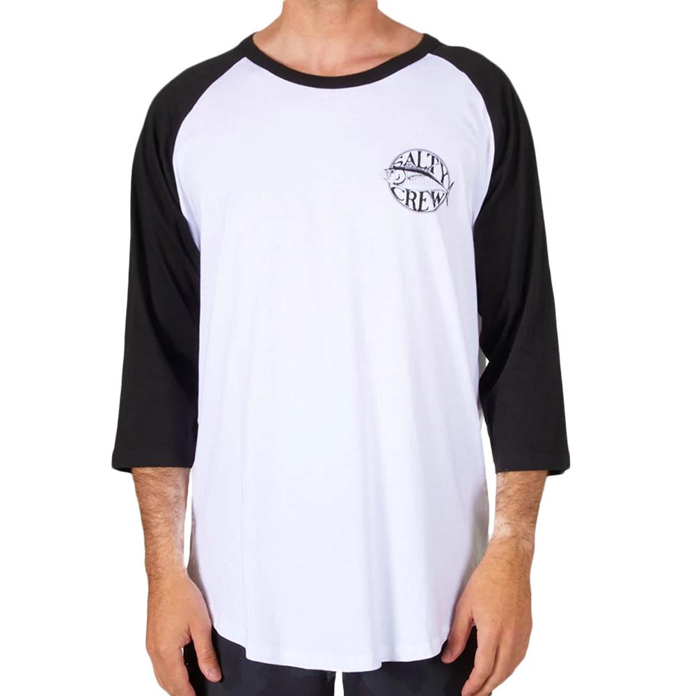 T-shirt Manches 3/4 Blanc/Noir Homme Salty Crew Tuna pas cher