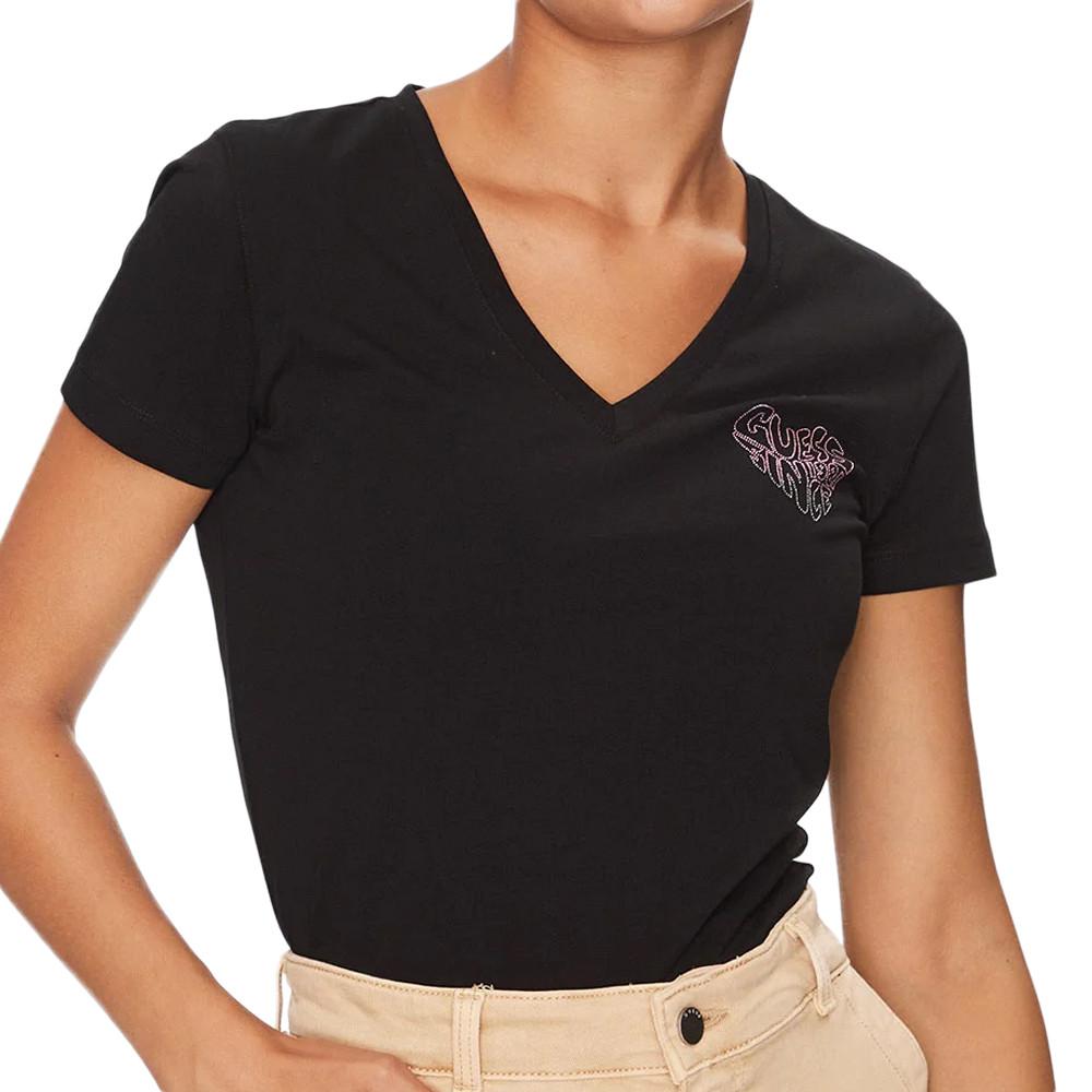 T-shirt Noir Femme Guess Mini Heart pas cher