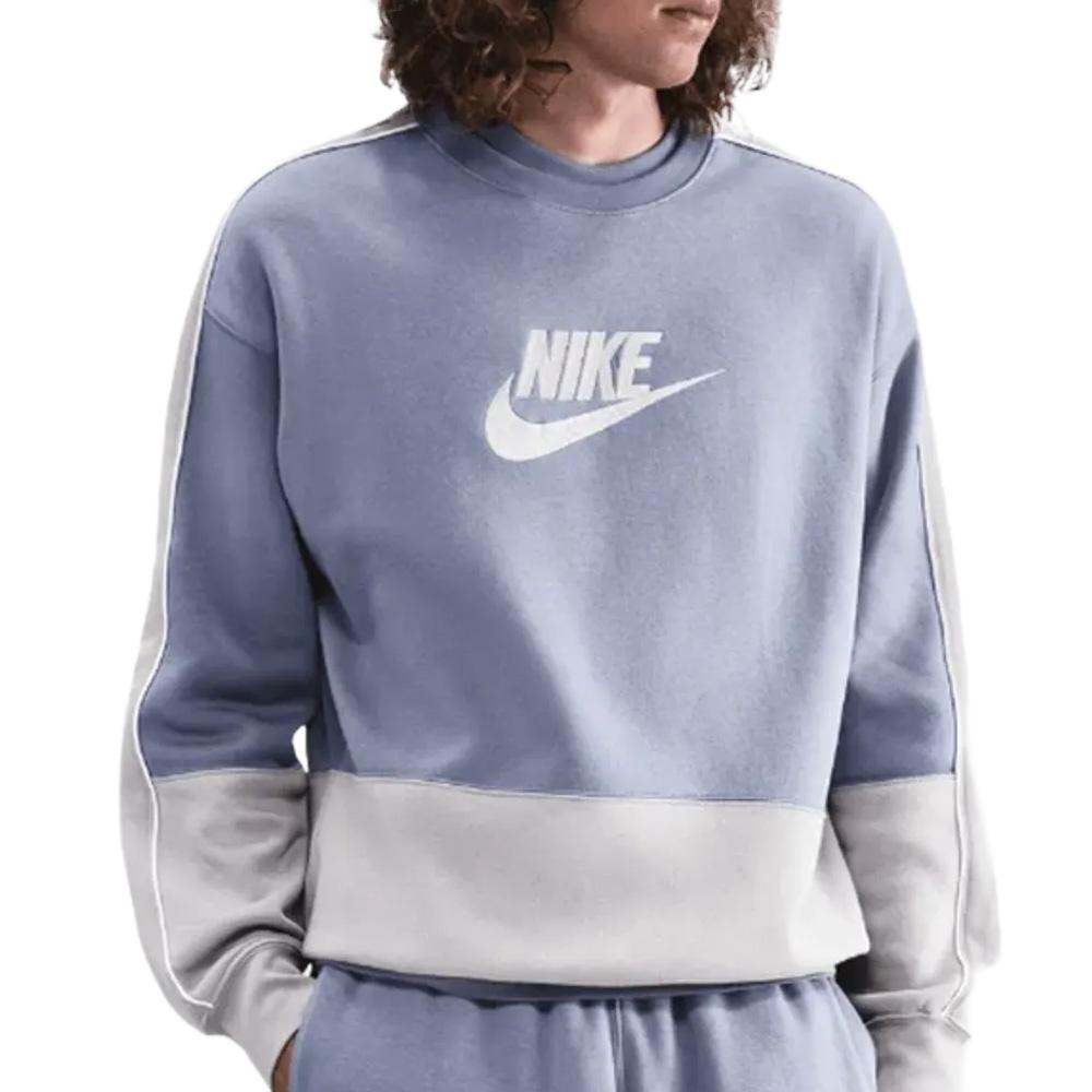 Sweat Gris/Bleu Homme Nike Fleece pas cher