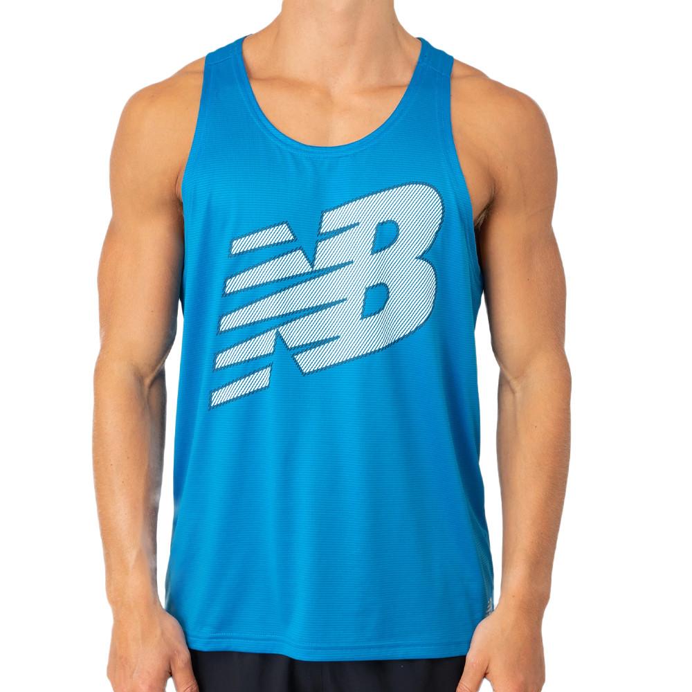 Débardeur Bleu Homme New Balance Printed pas cher