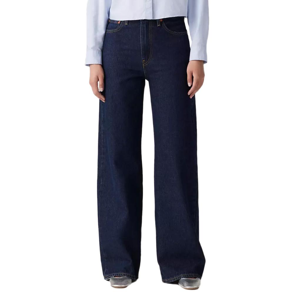 Jean Bleu Foncé Femme Levi's Ribcage Wide Leg A60810 pas cher