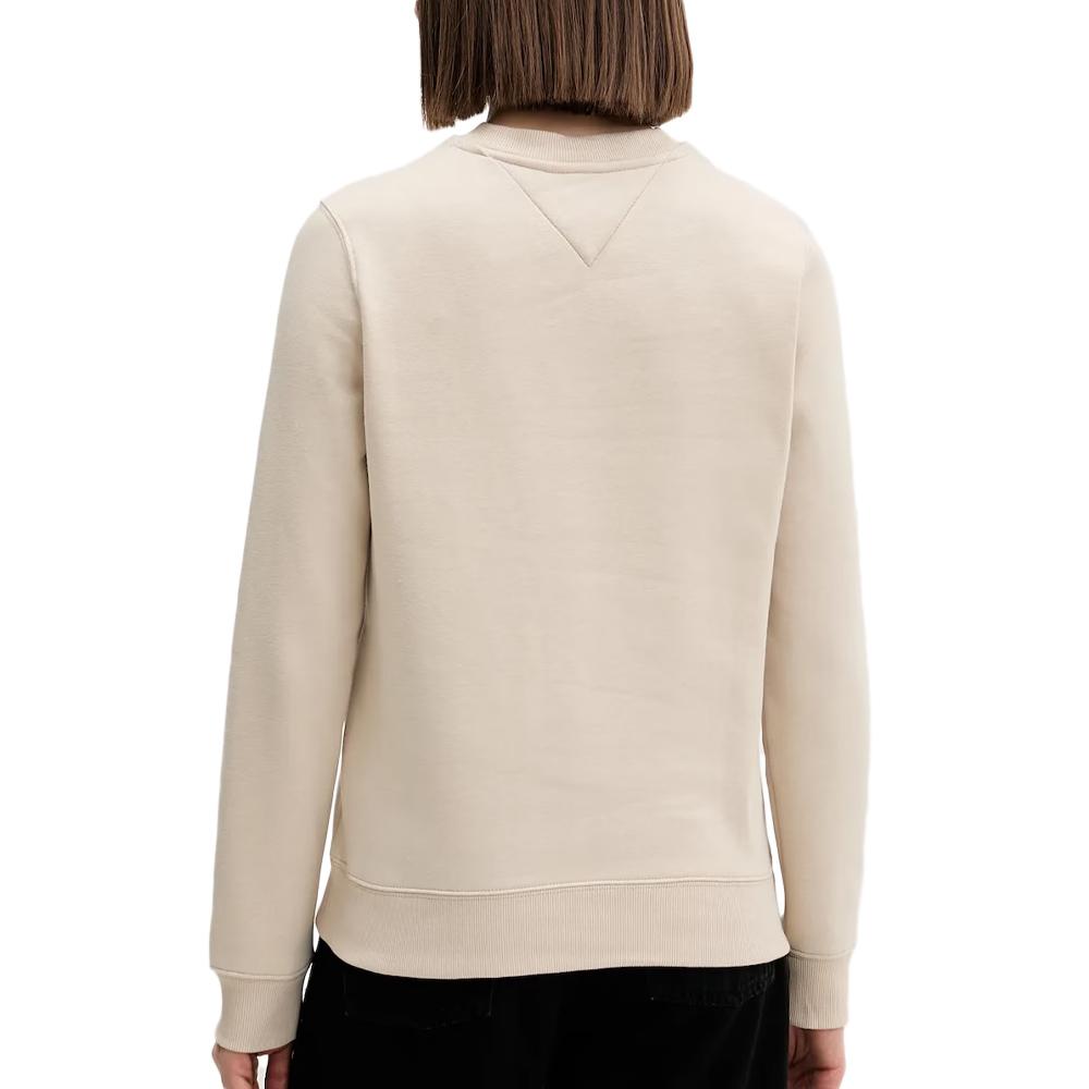 Sweat Beige Femme Tommy Hilfiger Flag Crew vue 2