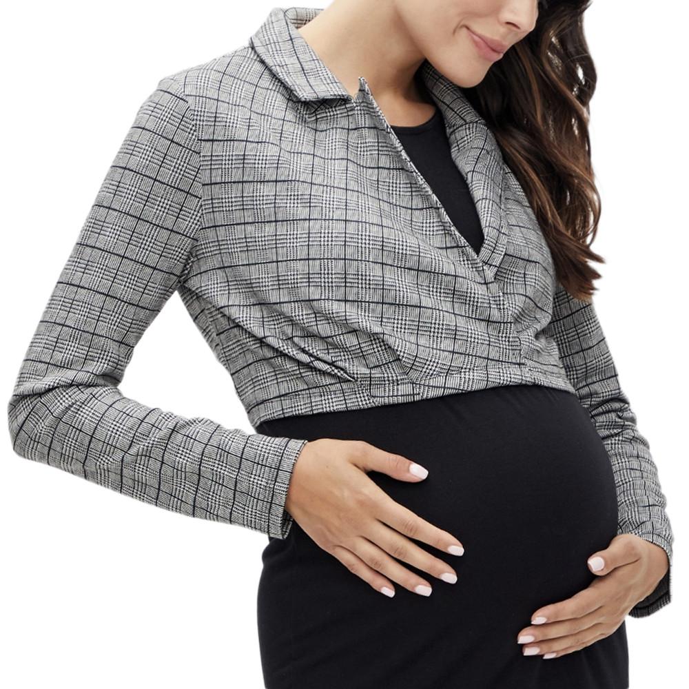 Blazer de Grossesse Gris/Noir Femme Mamalicious Noelli pas cher