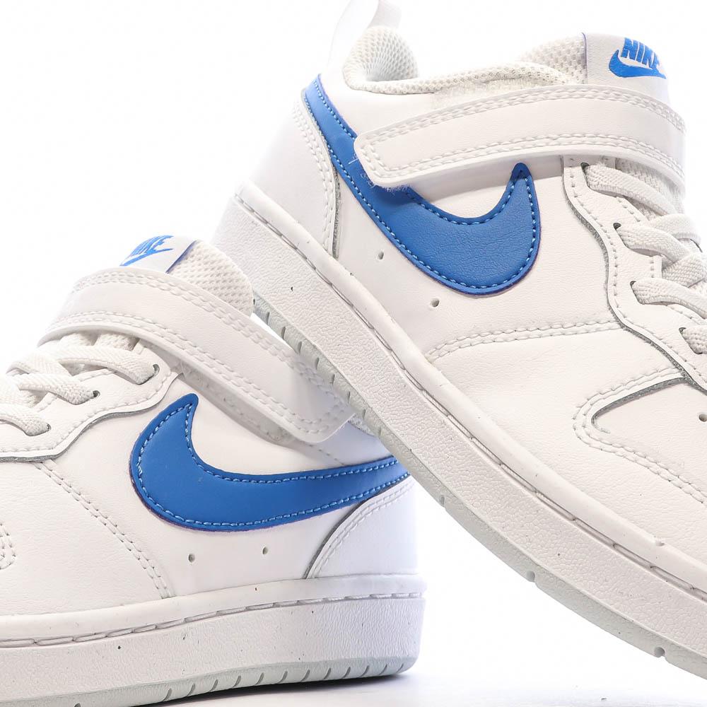 Baskets Blanches/Bleu Garçon Nike Court Borough Low 2 vue 7