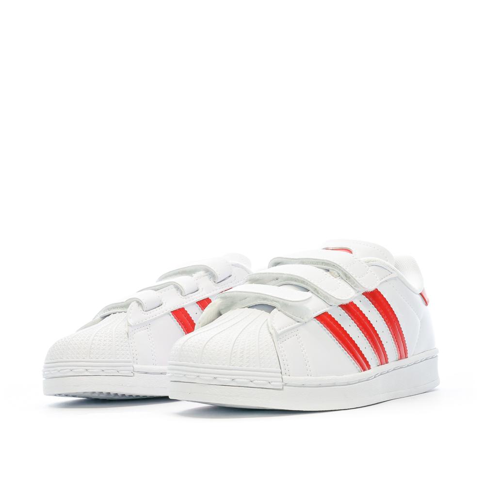 Baskets Blanches/Rouge Fille Adidas Superstar C FZ0643 vue 6