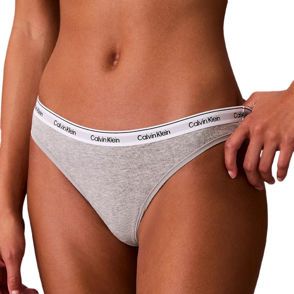 X3 Strings Noir/Gris/Rose Femme Calvin Klein Jeans Thong vue 2