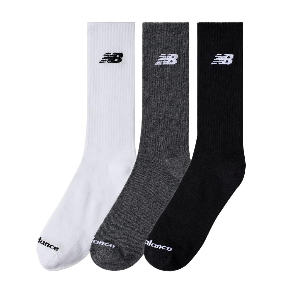 X3 Paires de Chaussettes Gris/Noir/Blanc Homme New Balance Crew vue 2