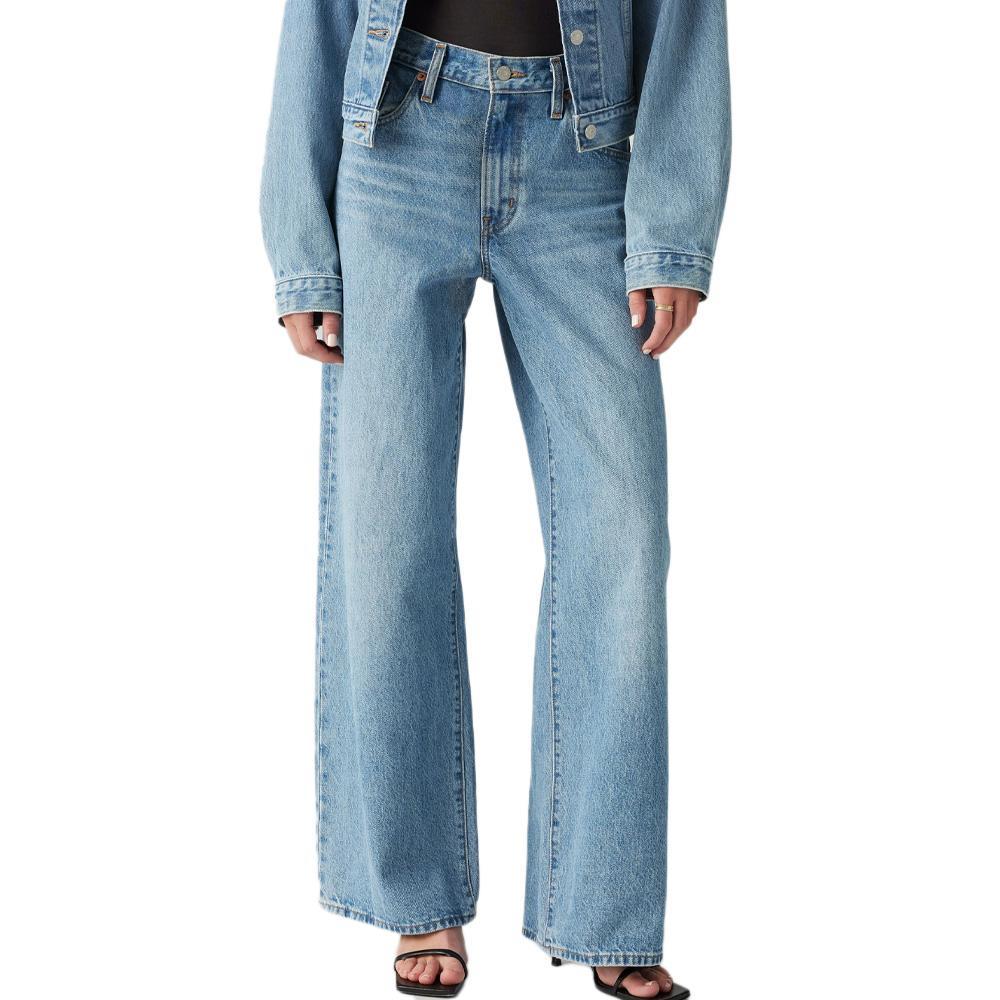 Jean Bleu Femme Levi's XL Straight Med Indigo A8701 pas cher