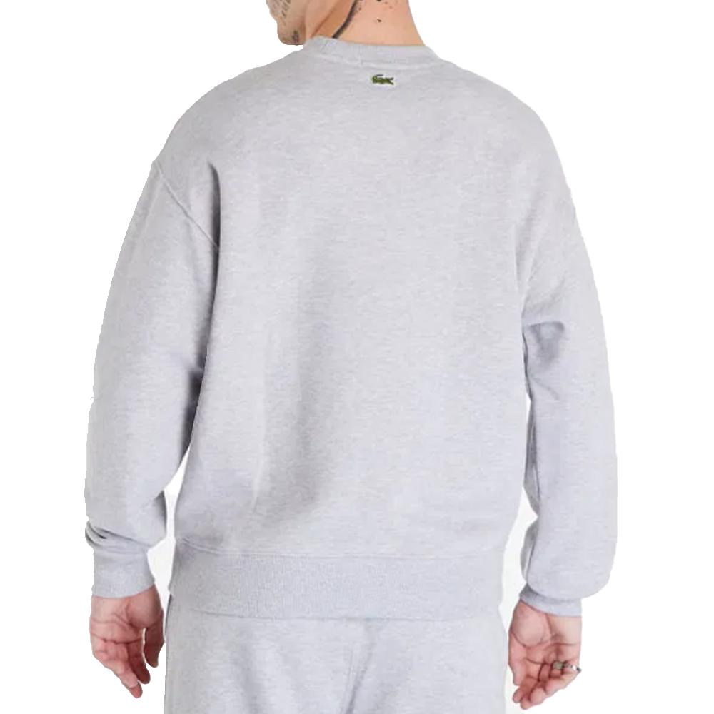 Sweat Gris Homme Lacoste loose fit avec badge crocodile vue 2