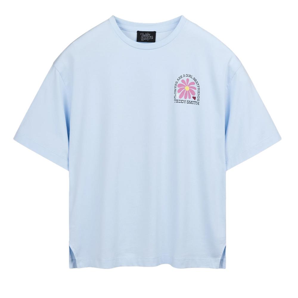 T-Shirt Bleu Femme Teddy Smith Flowa pas cher