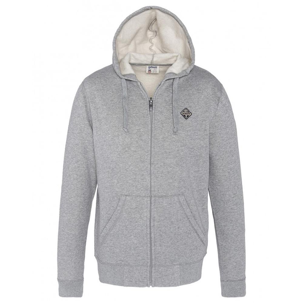 Sweat zippé gris Homme Schott SW pas cher