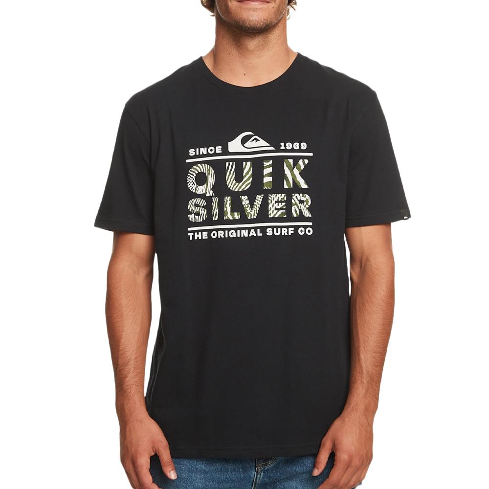 T-shirt Marine Homme Quiksilver Logo Print pas cher