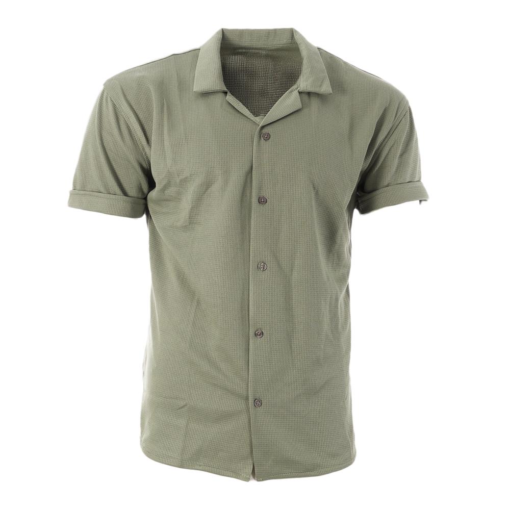 Chemise Manches Courtes Kaki Homme Paname Brothers DOV pas cher
