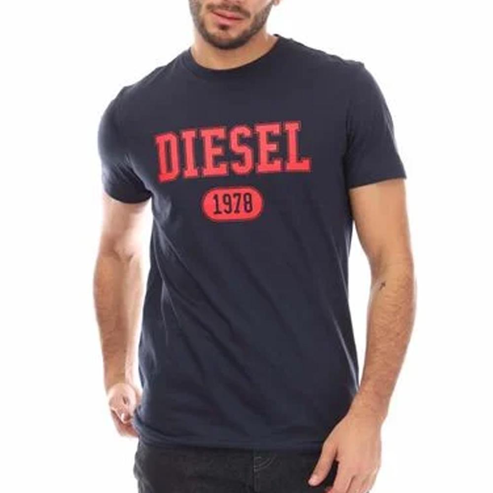 T-shirt Marine/Rouge Homme Diesel Maglietta pas cher