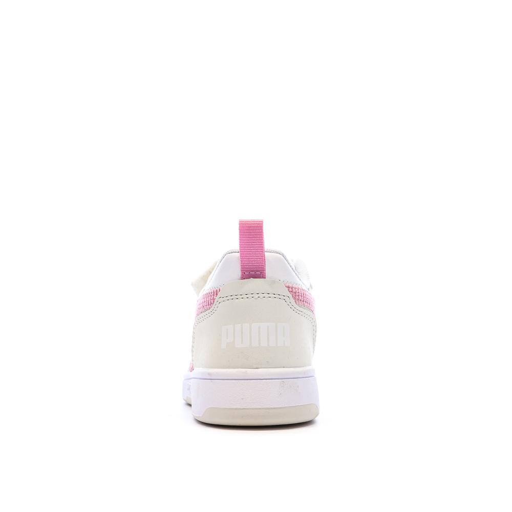 Baskets Blanches/Roses Fille Puma Rebound vue 3
