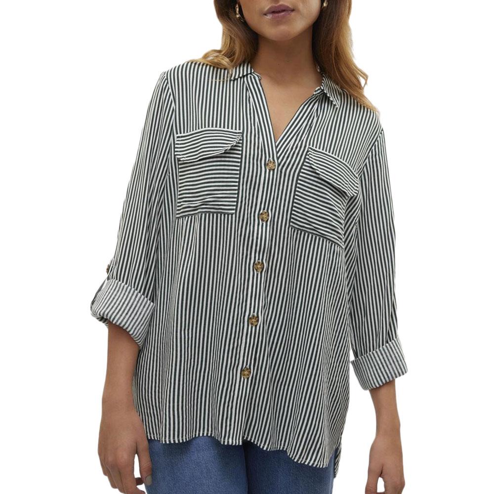 Chemise Kaki/Blanches Femme Vero Moda Bumpy pas cher