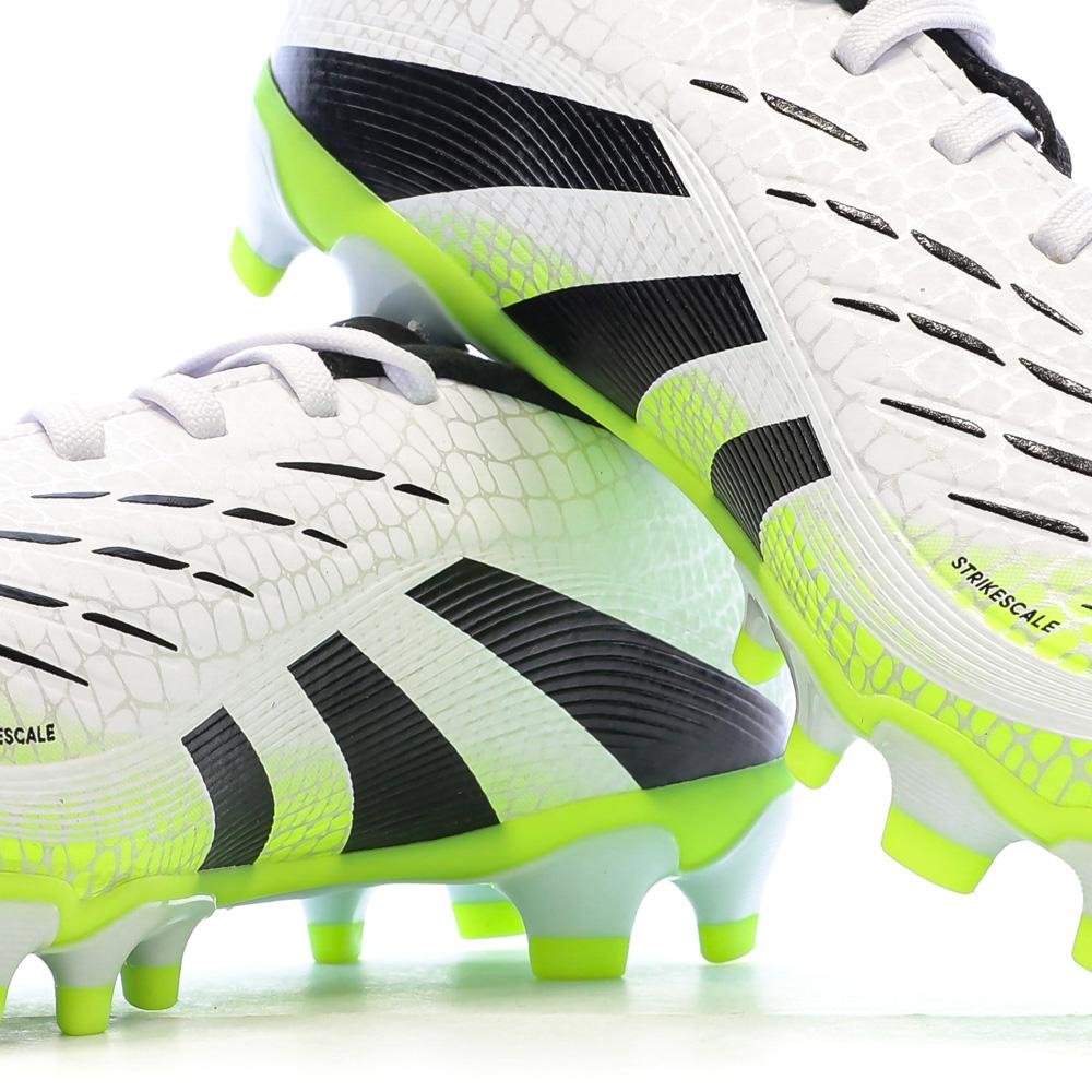 Zapatillas de fútbol blancas/negras/amarillas para niños Adidas Predator League MG ver 7