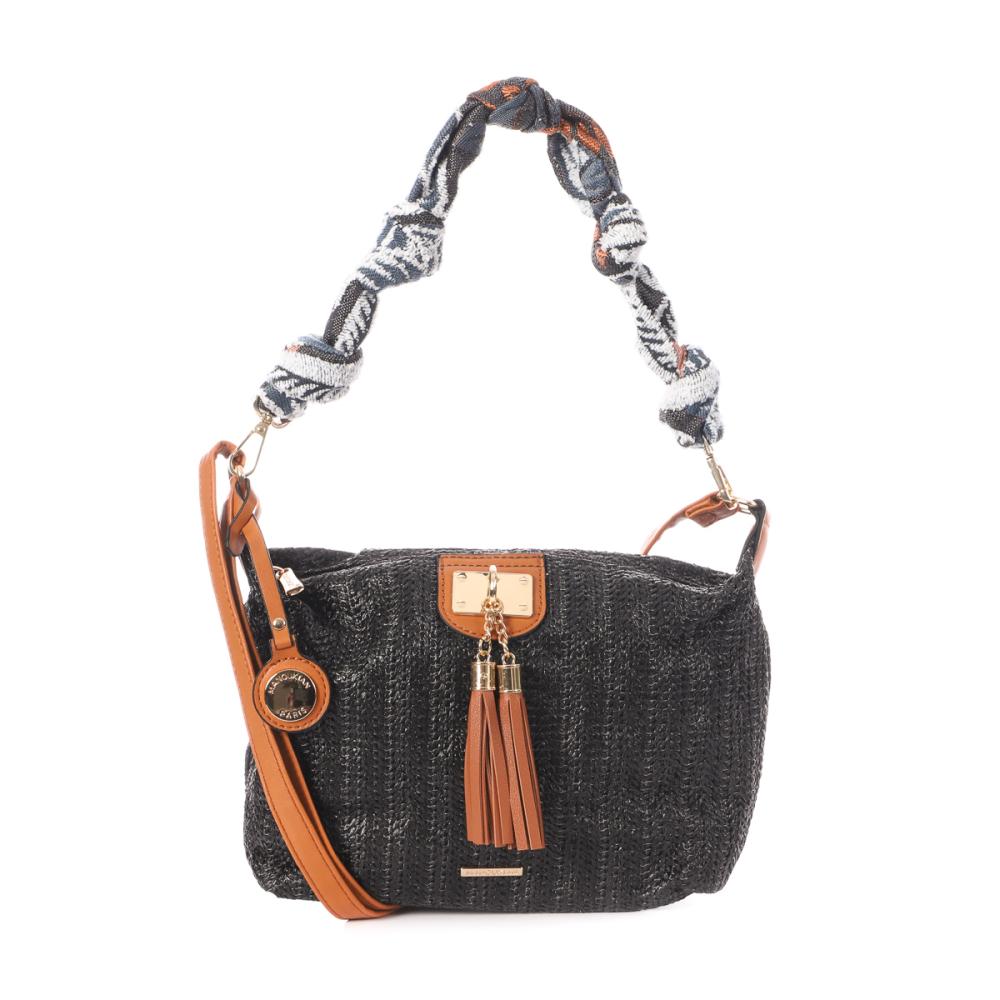 Sac à Main en paille Noir Femme Manoukian TROPIC pas cher