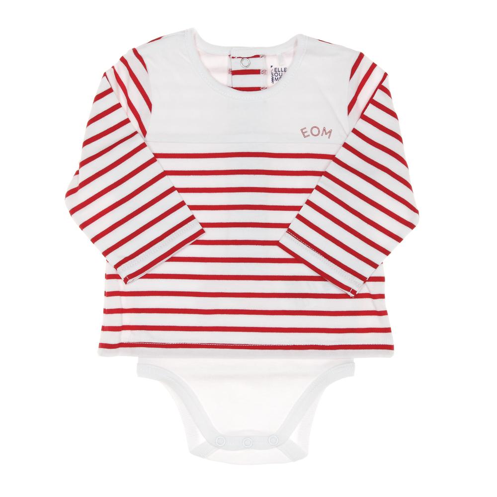 Body t-shirt Rouge/Blanc Garçon EOM Vabody pas cher