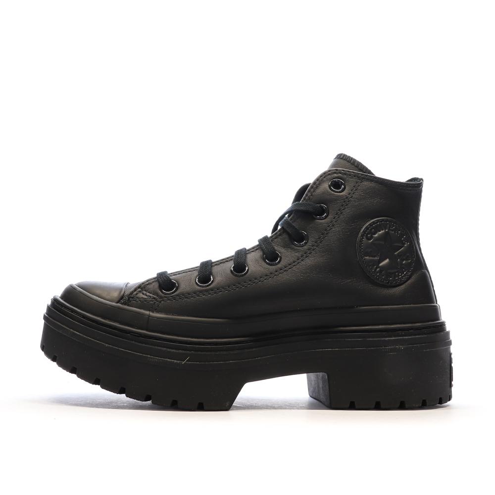 Baskets Noires Femme Converse Leather pas cher