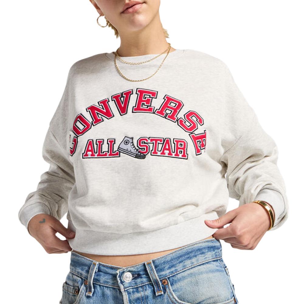 Sweat Gris/Rouge Femme Converse Retro pas cher