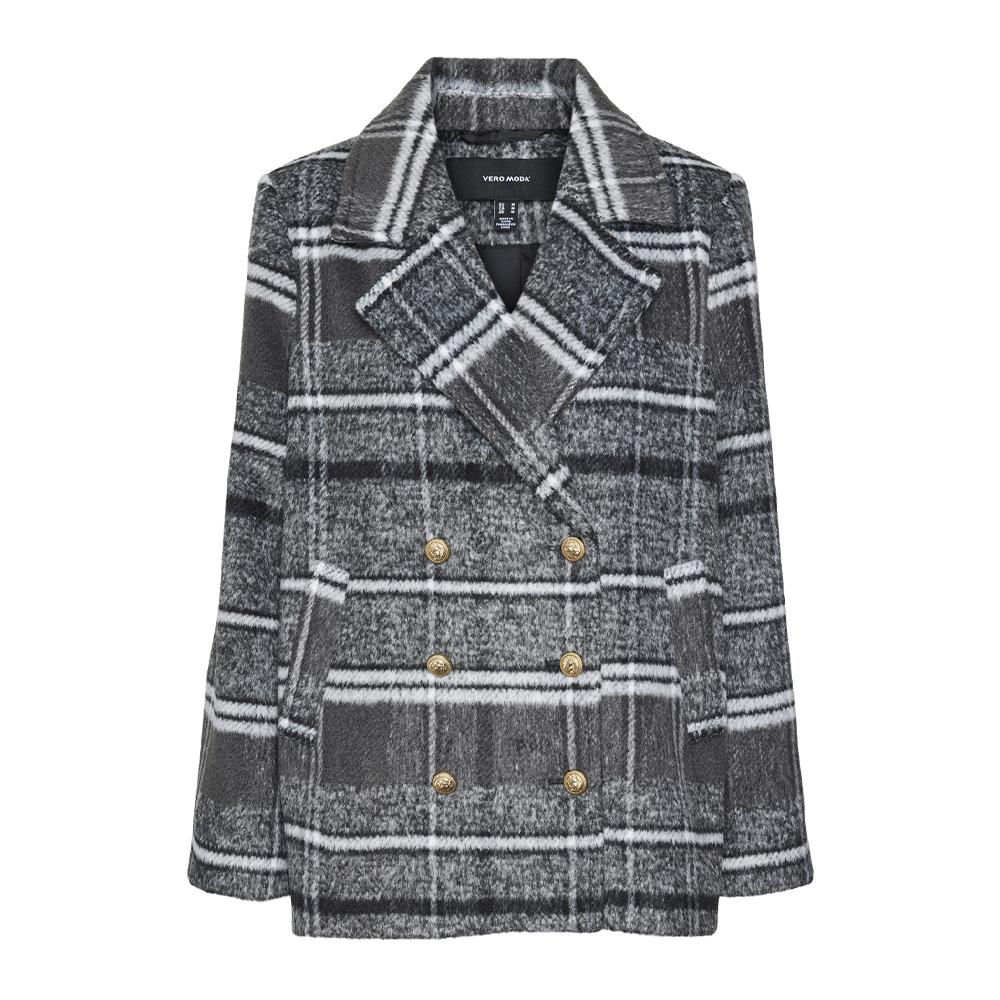 Manteau Gris à carreaux Femme Vero Moda Rose pas cher