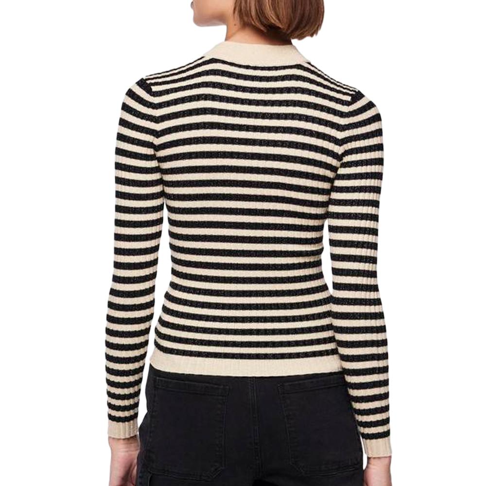 Pull Noir/Beige Brillant Femme Pieces Crista vue 2