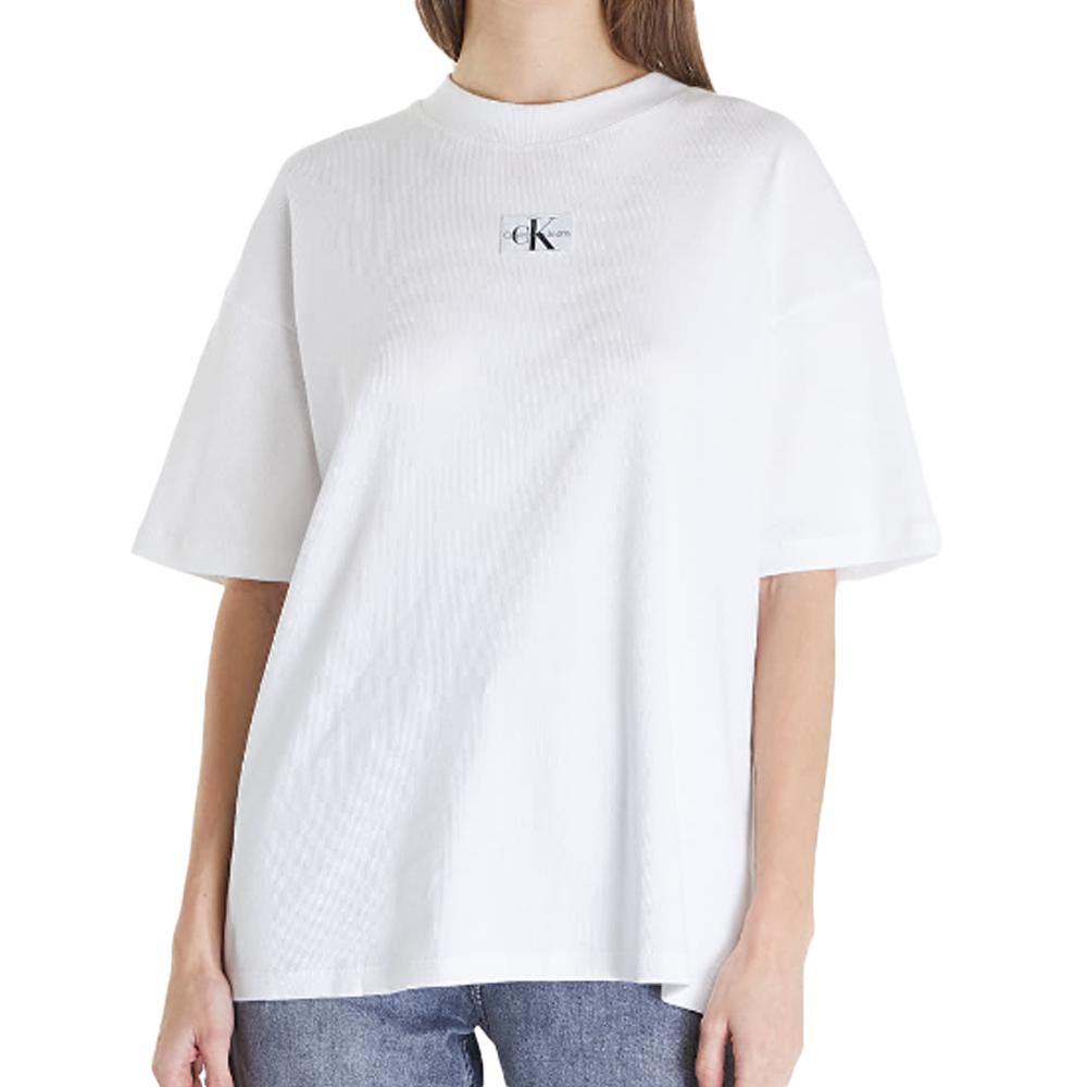 T-shirt Blanc Femme Calvin Klein Jeans Boyf pas cher