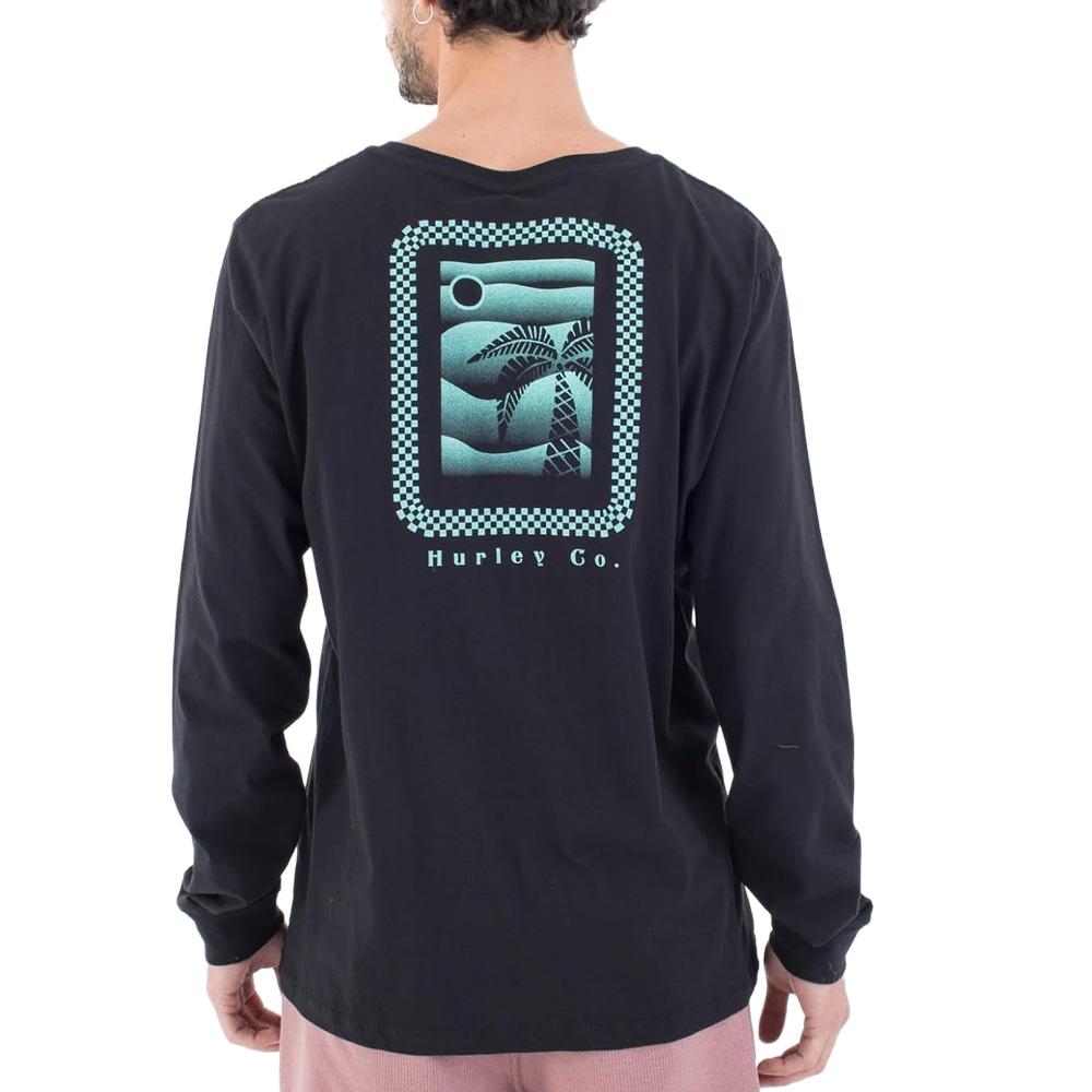 T-shirt Manches Longues Noir Homme Hurley Evd Checker vue 2