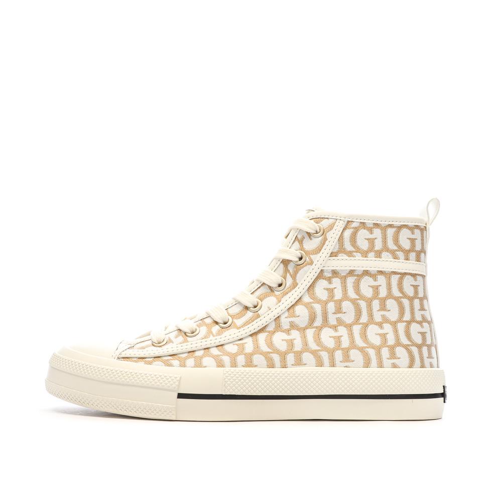 Baskets Blanches/Marron Femme Guess Colyn pas cher
