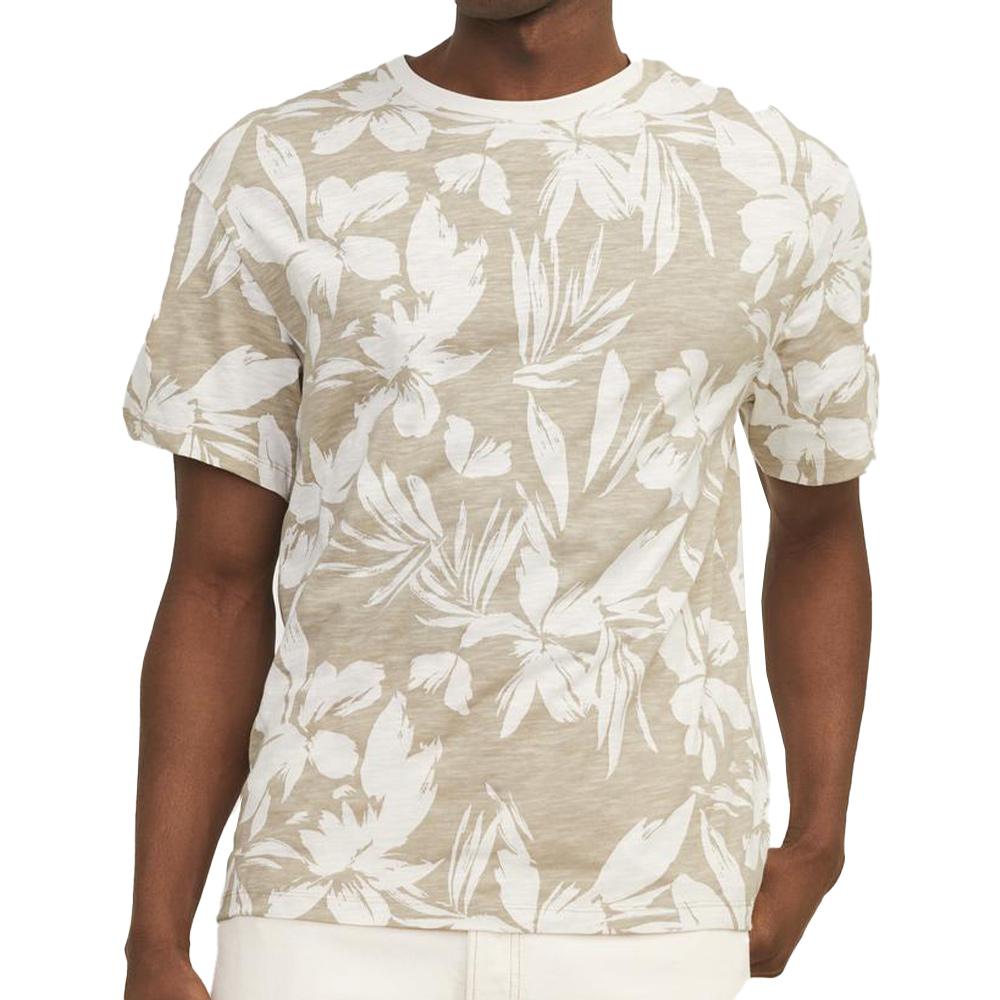 T-shirt Beige/Blanc Homme Jack & Jones Jeff pas cher