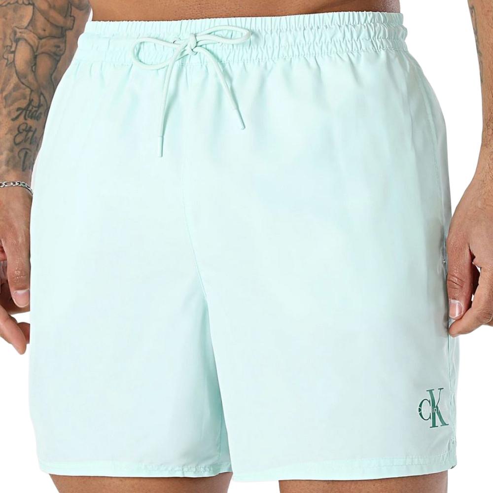 Short de bain Vert Homme Calvin Klein Jeans Drawstrings pas cher
