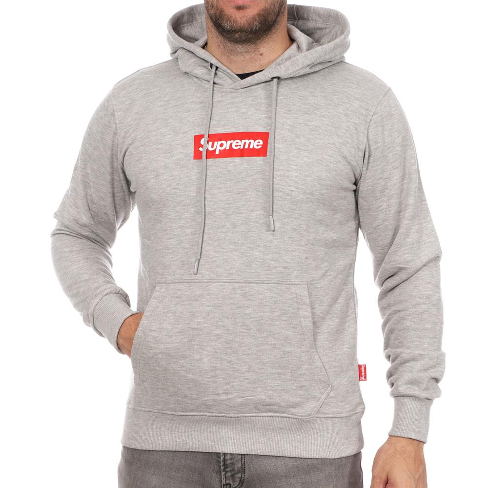 Sweat à capuche Gris/Rouge Homme Supreme Grip Manuel pas cher