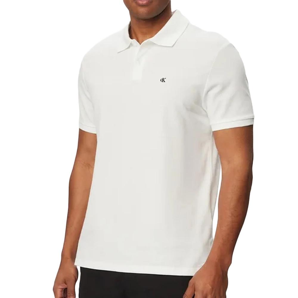 Polo Blanc Homme Calvin Klein Jeans Ss Monogram Piques pas cher