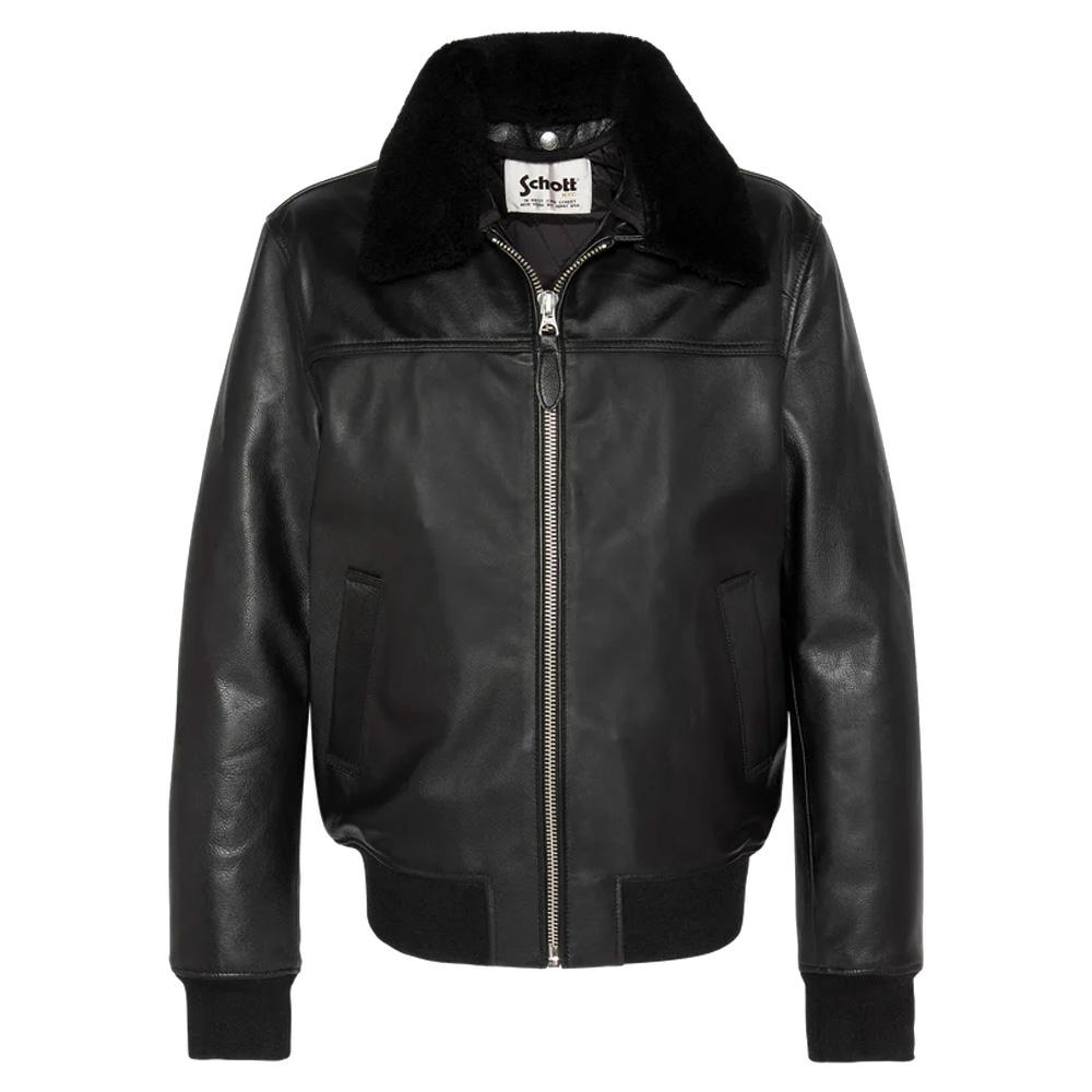 Veste en Cuir Noir Homme Schott Flight pas cher