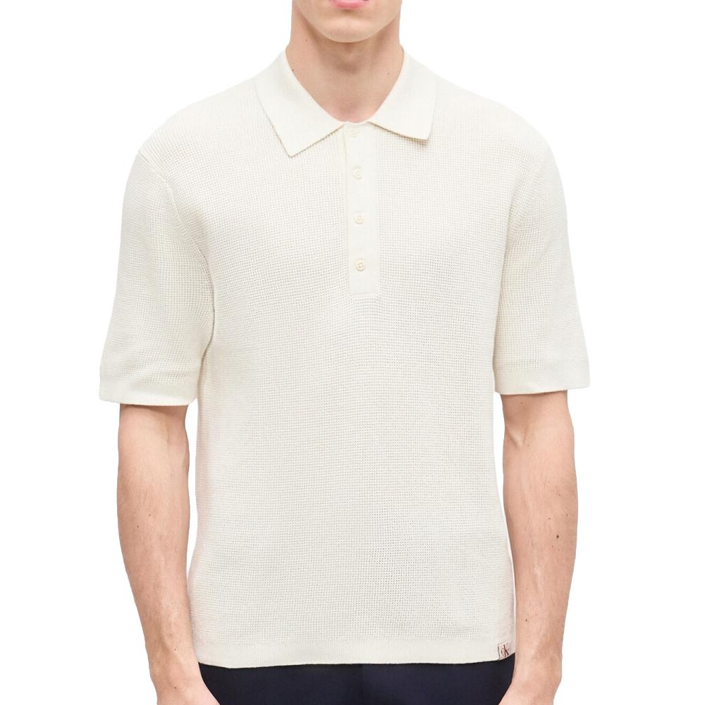 Polo Beige Homme Calvin Klein Jeans Waffle pas cher