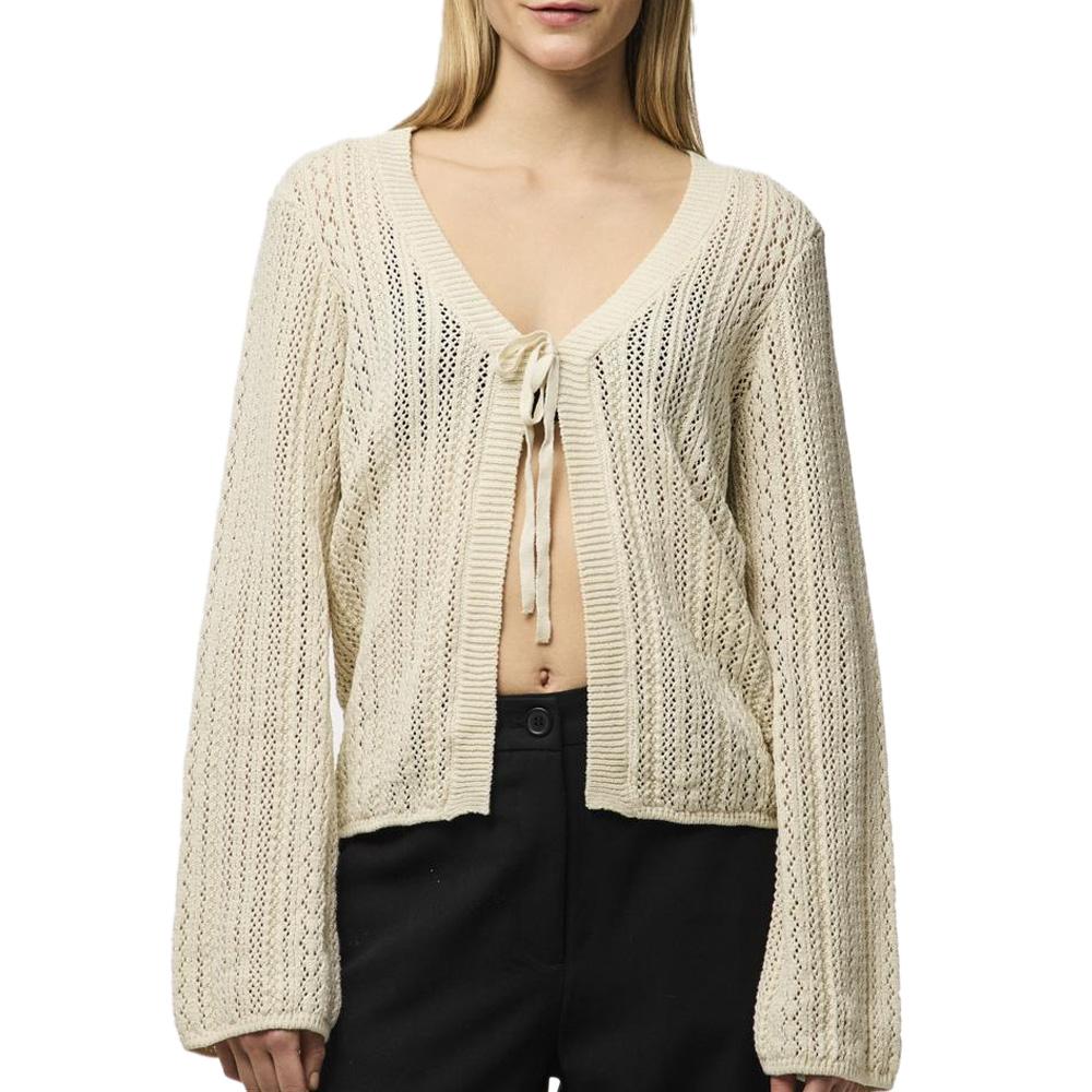 Cardigan Écru Femme Pieces Pcnuka Knit pas cher