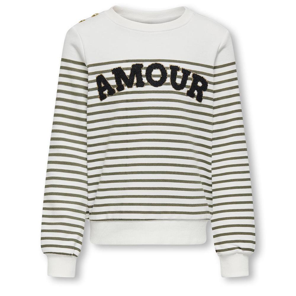 Sweat Blanc/Vert Fille Kids ONLY Shela pas cher