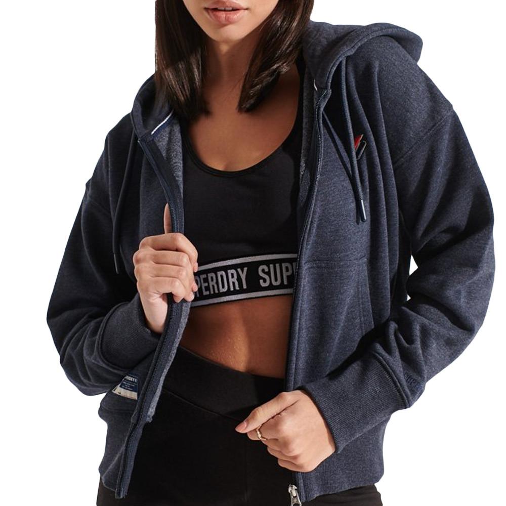 Sweat Zippé Marine Femme Superdry Essential Ziphood pas cher