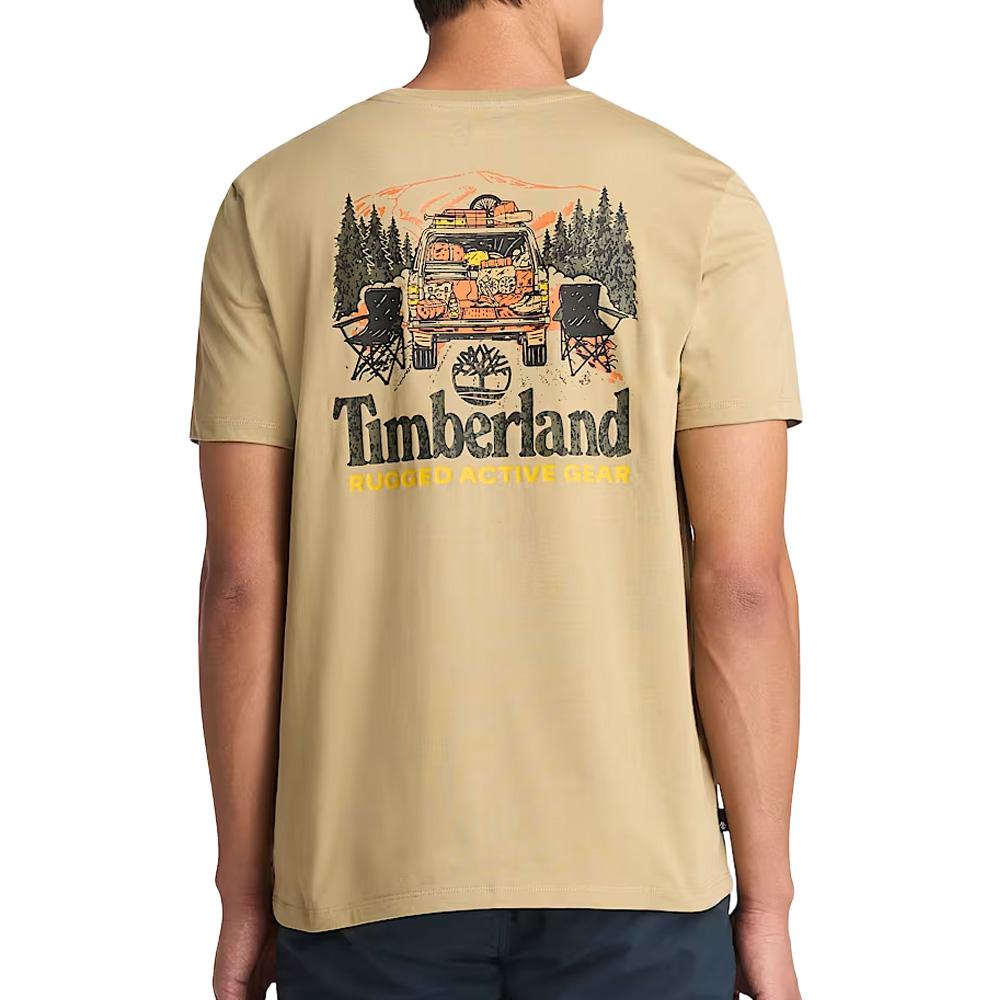Camiseta beige para hombre Timberland «Washed Back On The Road» ver 2