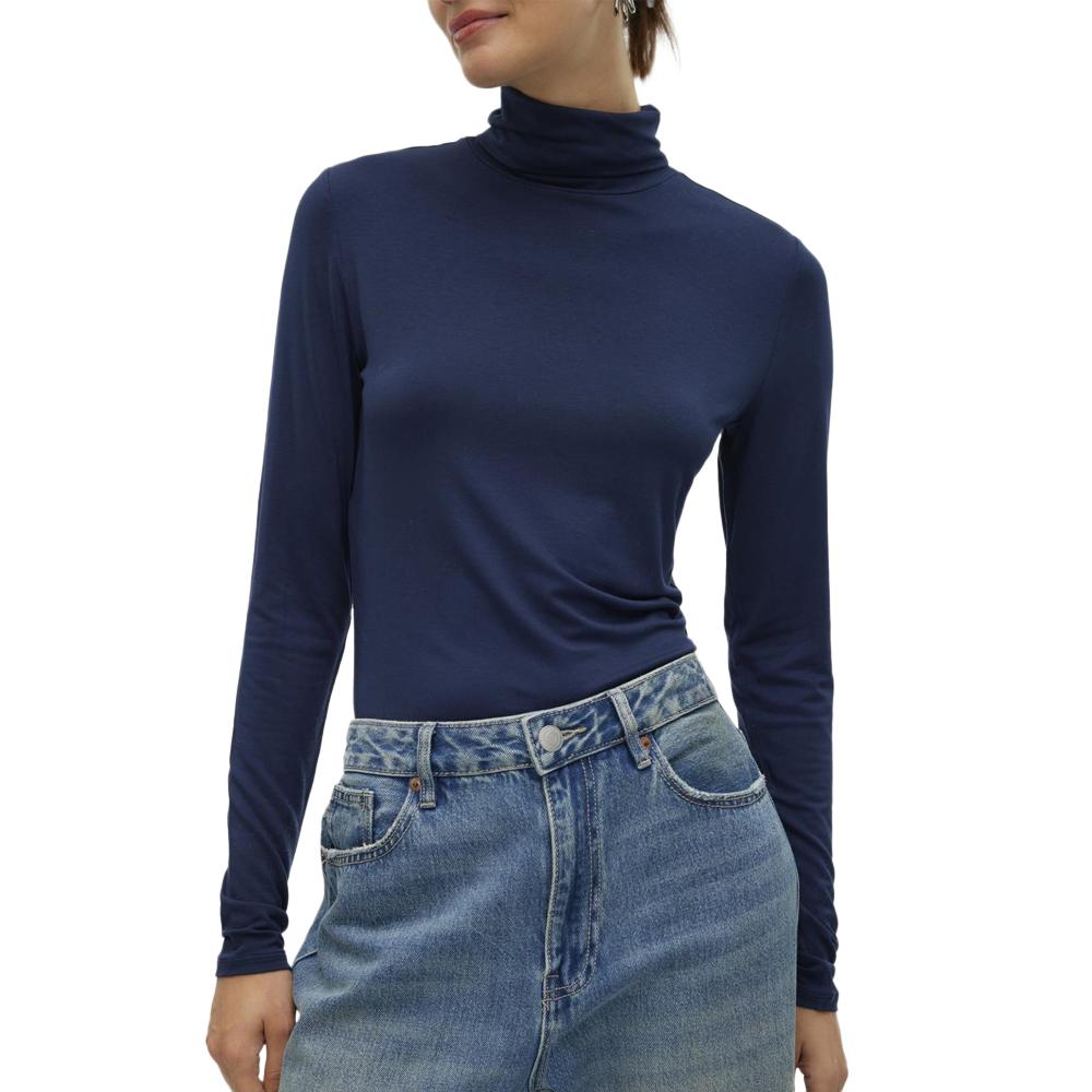 T-Shirt Col Roulé Marine Femme Vero Moda Alberte pas cher